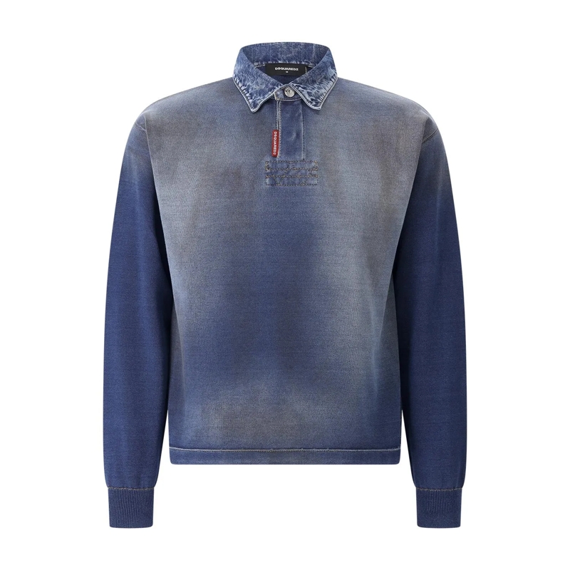 Dsquared2 Polo Langarm-Poloshirt im Denim-Style blau