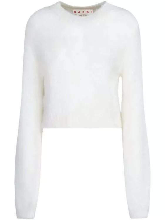 Marni - White Round-Neck Cropped Jumper - Größe 42 - white