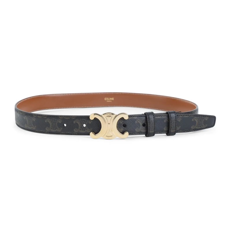 Celine Riem Textured Leather Belt With Gold-Tone Buckle Grey