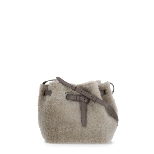 Brunello Cucinelli Fur Shoulder Strap Grey Schultertasche