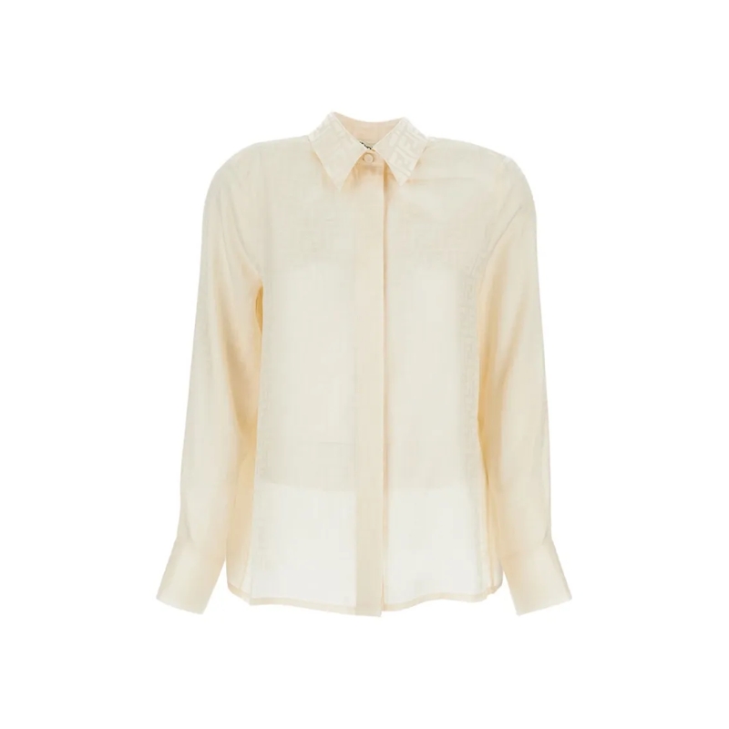 Fendi Overhemd Ff Crepe Satin Shirt Neutrals