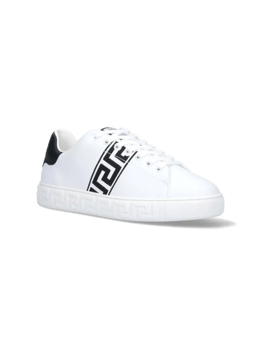 Thumbnail - Versace Low-Top Sneaker - 'Greca' Embroidered Sneakers – White - Gr. 41,5 (EU) - in Weiß - für Damen