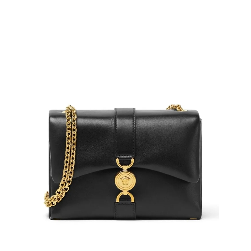 Versace Schultertasche Foldover Top Black Lambskin Bag Black