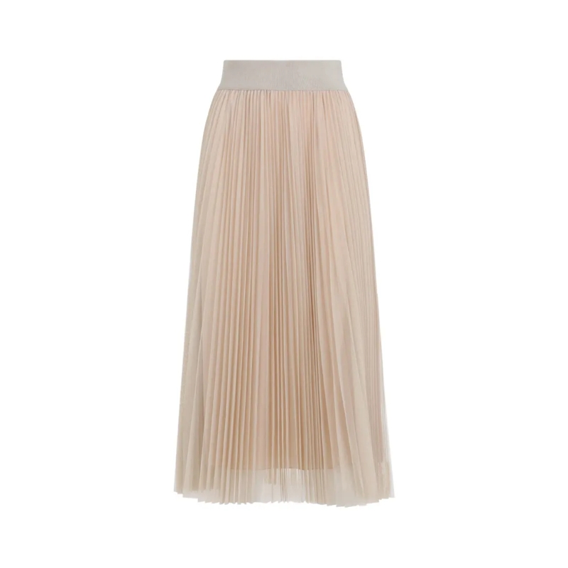 Fabiana Filippi Minijupe Flowing Pleated Maxi Skirt With Elastic Waistband Neutrals