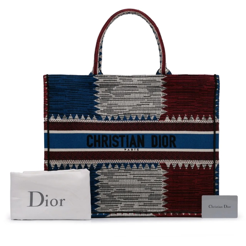 Christian Dior Shopper Large French Flag Book Tote blau