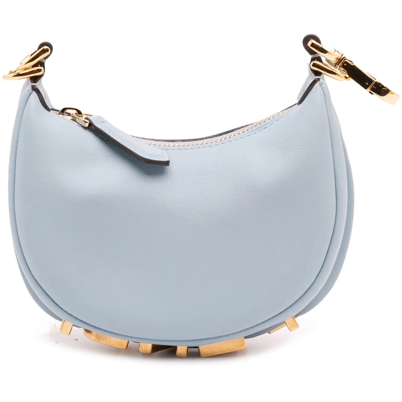 Fendi Schultertasche Nano Leather Fendigraphy Hobo blau