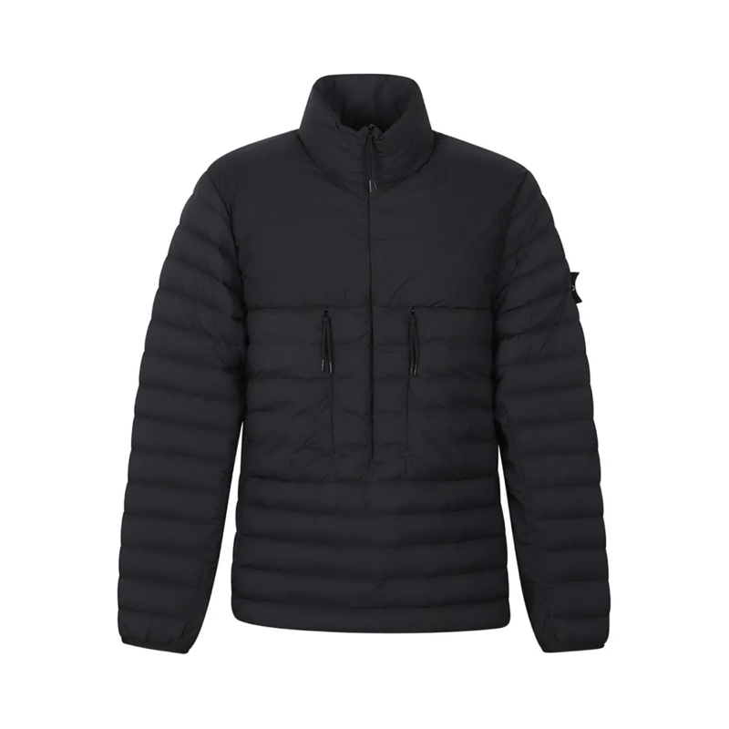 Stone Island Doudoune Quilted Anorak Jacket With Distinctive Logo Badge Black