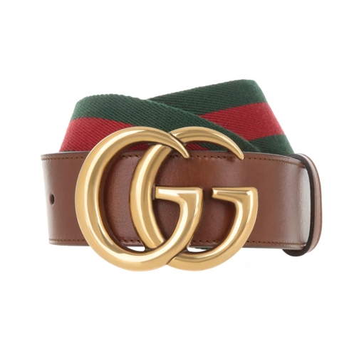 Gucci GG Belt Cuir Green/Red Woven Belt