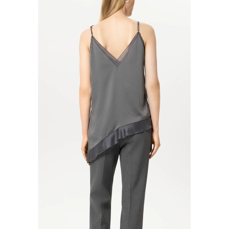 Luisa Cerano Hemdje Satin-Organza-Top heather grey(Image 4)