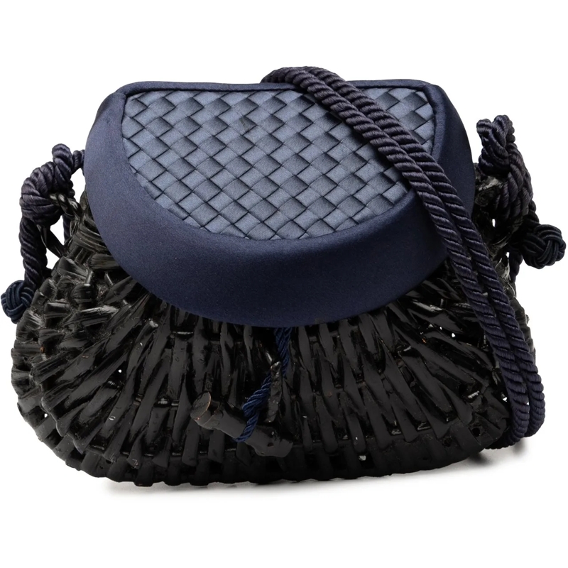 Bottega Veneta Sac à bandoulière Satin Intrecciato and Wicker Crossbody schwarz