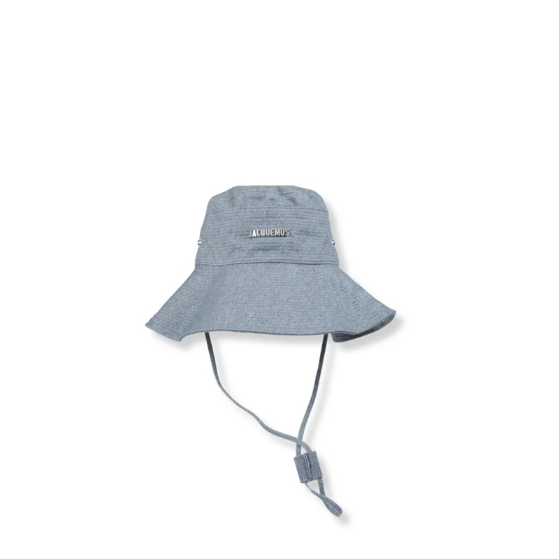 Jacquemus Chapeau Textured Bucket Hat With Adjustable Chin Cord Blue