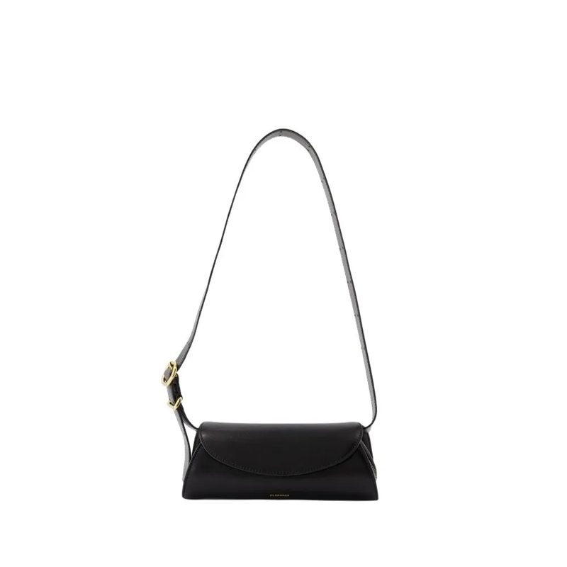 Jil Sander Schoudertas Cannolo Mini Purse - Leather - Black Black