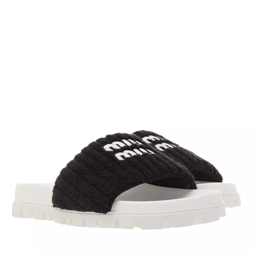 Miu Miu Flat Slides Sandals Black Claquette