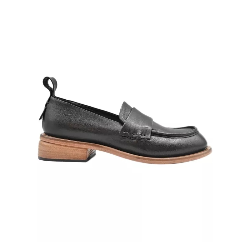 Ernesto Dolani Mocassin Black Leather Flat Shoes Black