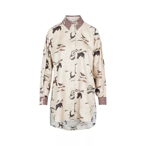 Loewe Beige Silk Animal Oversize Shirt Neutrals 