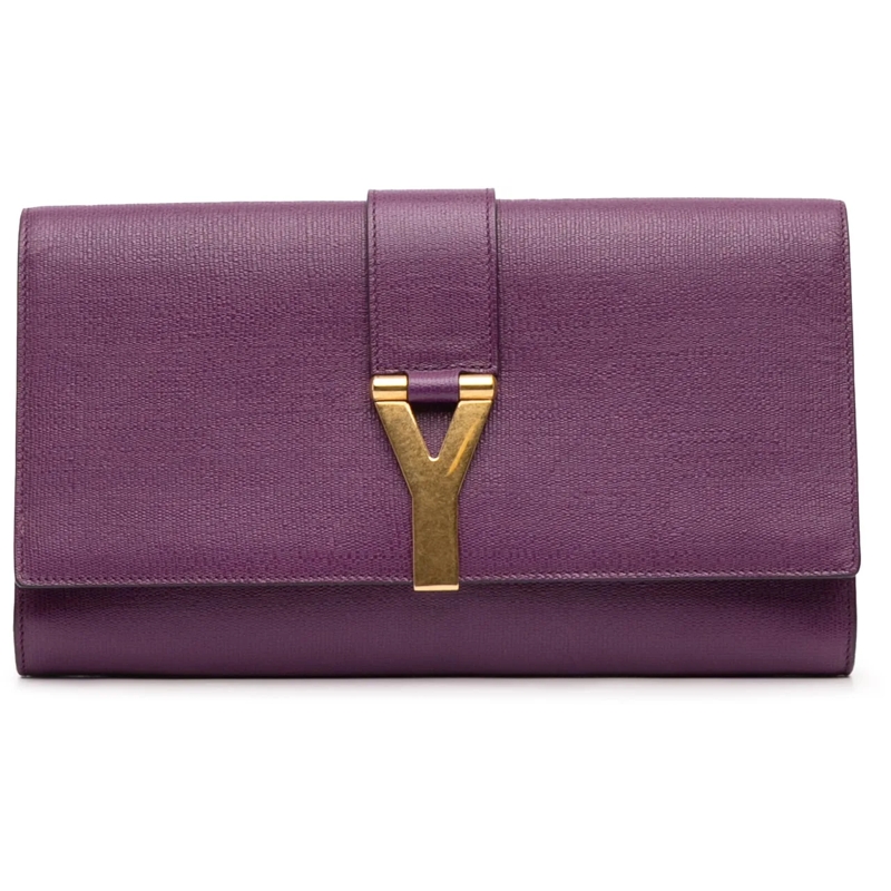 Saint Laurent Clutch Textured Leather Chyc Ligne Clutch lila