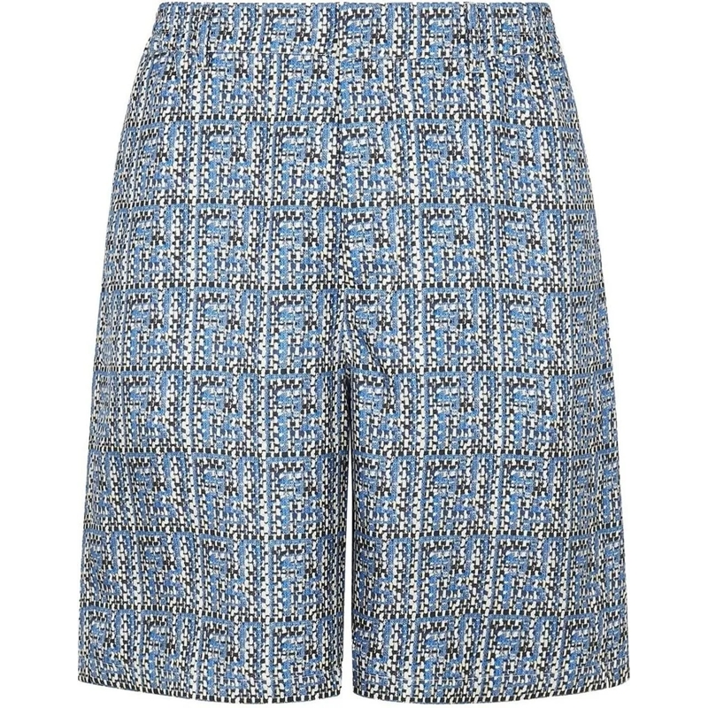 Fendi Korte broek Printed Silk Shorts Blue