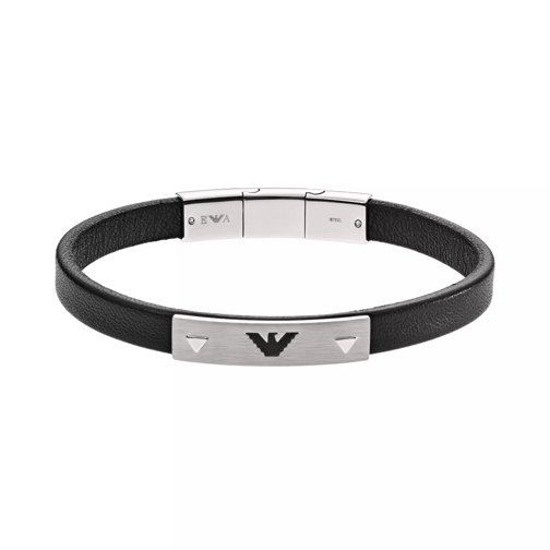 Emporio Armani Leather Logo Bracelet Silber Armband