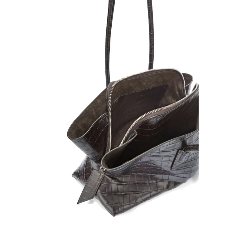 トートバッグ The Attico Structured Crocodile-Effect Brown Bag With The Attico Structured Crocodile-Effect Brown Bag With
