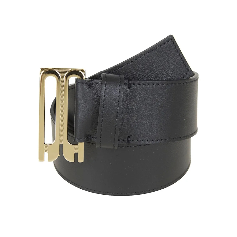 Victoria Beckham Gürtel Geometric Black Leather Belt Grey