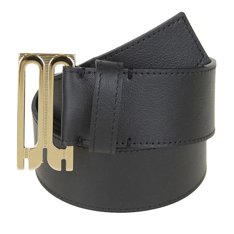 Victoria Beckham Ledergürtel Geometric Black Leather Belt Grey