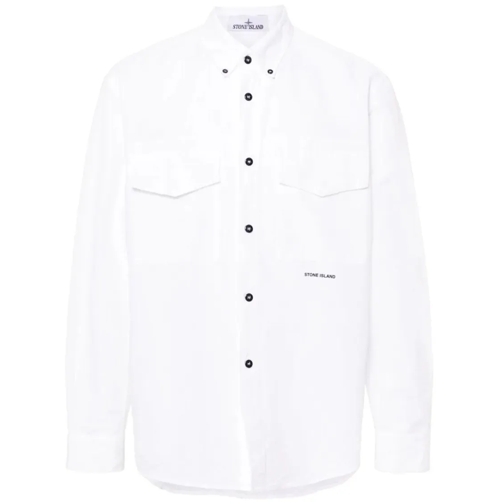 Stone Island Hemden Rubberised-Logo Shirt White