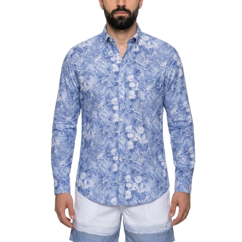 Paul & Shark Hemd Hemd mit floralem Muster blau(Image 2)