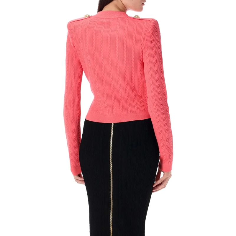 Balmain Strickjacke V Neck Buttoned Cardigan Burgundy