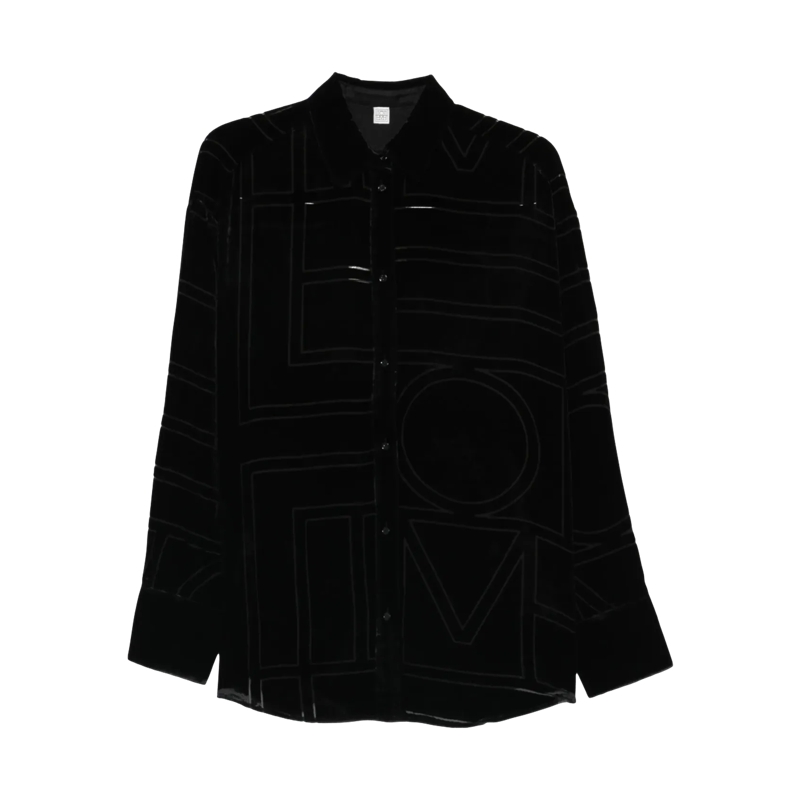 TOTEME Hemd Oversized devoré Velvet shirt 001 Black