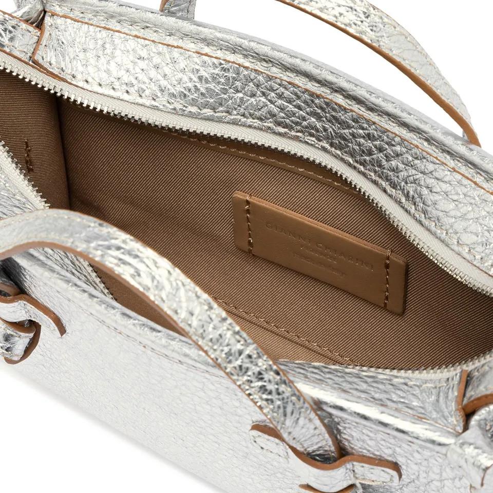 Gianni Chiarini Shoppers & Totes Marcella Textured Silver Leather Shoulder Bag in zilver