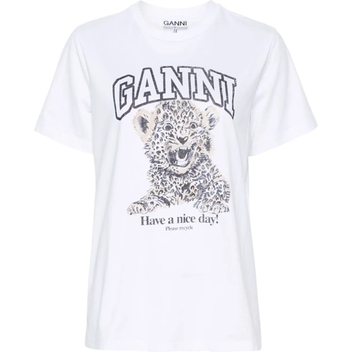 GANNI T-Shirts t-shirt wit leopard weiß