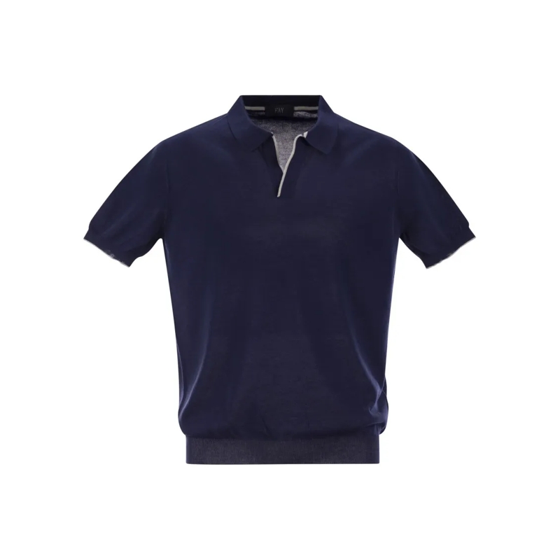 Fay Polo shirt Cotton Buttonless Polo Shirt Blue