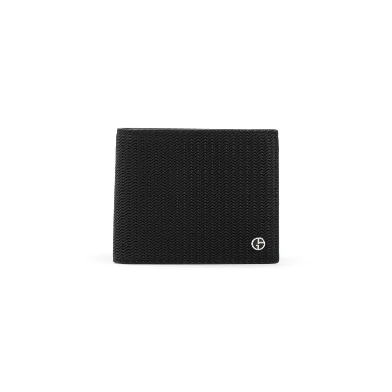 Giorgio Armani Geldbörse Black Calf Leather Wallet With Logo Black