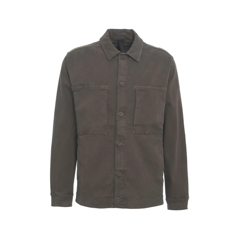 Transit  Brown Overshirt With Large Chest Pockets And Class Grey