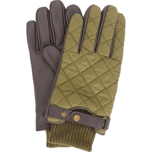 Barbour Handschuh Gants nylon cuir Singsby vert brun MGL0135 OL11 Ba mehrfarbig