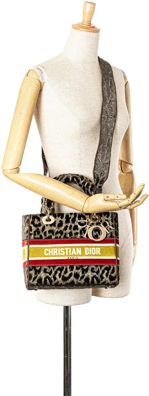 Thumbnail - Christian Dior Hobo Bags - 2021 Mizza Medium Embroidered Velvet Leopard Lady - Gr. unisize - in Braun - für Damen