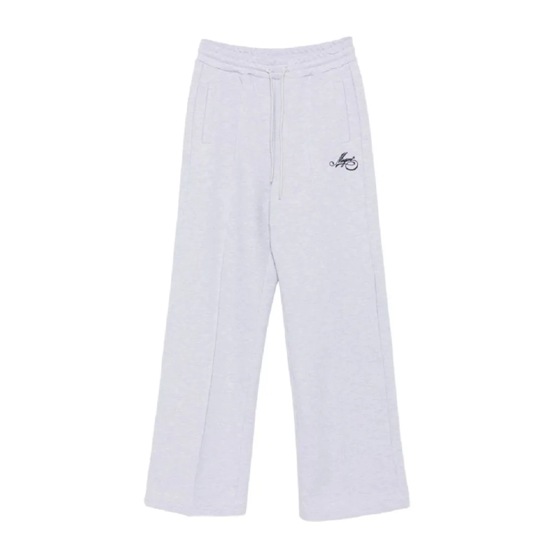 MSGM  Wide-Leg Pants With Elastic Waistband And Drawstri White