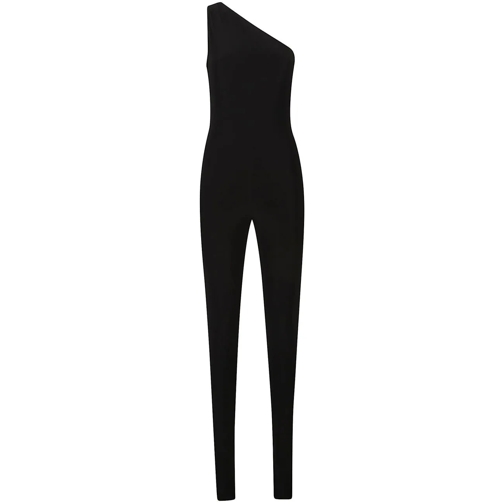 Norma Kamali Jumpsuits One Shoulder Footie Catsuit Black schwarz