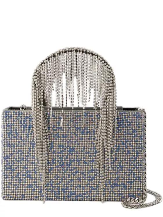 Kara Shopper - Crystal Mesh Midi Handbag - Leather - Blue Pixel - Gr. unisize - in Blau - für Damen