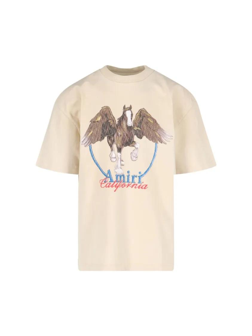 Thumbnail - Amiri - "Pegasus" Logo T-Shirt – Off-White - Größe M - weiß