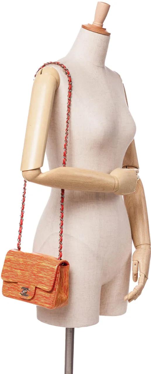 Thumbnail - Chanel Hobo Bags - Mini Square Classic Patent Striped Single Flap - Gr. unisize - in Orange - für Damen