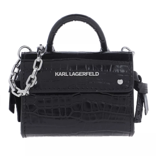 Karl Lagerfeld Ikonik Croco Nano Top Handle Bag Black Crossbody Bag
