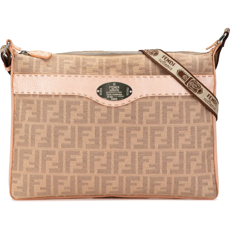 Fendi Schultertasche Selleria Zucca Canvas Crossbody braun