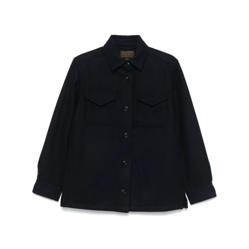 Filson Shirts Navy Blue Felted Logo Shirt Blue