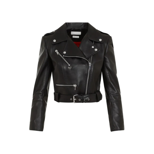 Alexander McQueen Lederjacken Cropped Biker Jacket Black