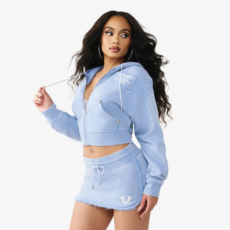 True Religion  Zip-Hoodie VINTAGE WASHED hell-blau(Image 3)