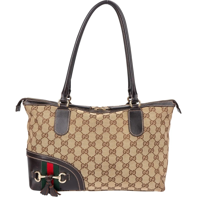 Gucci Schultertasche Gucci GG Monogram Horsebit Handbag braun