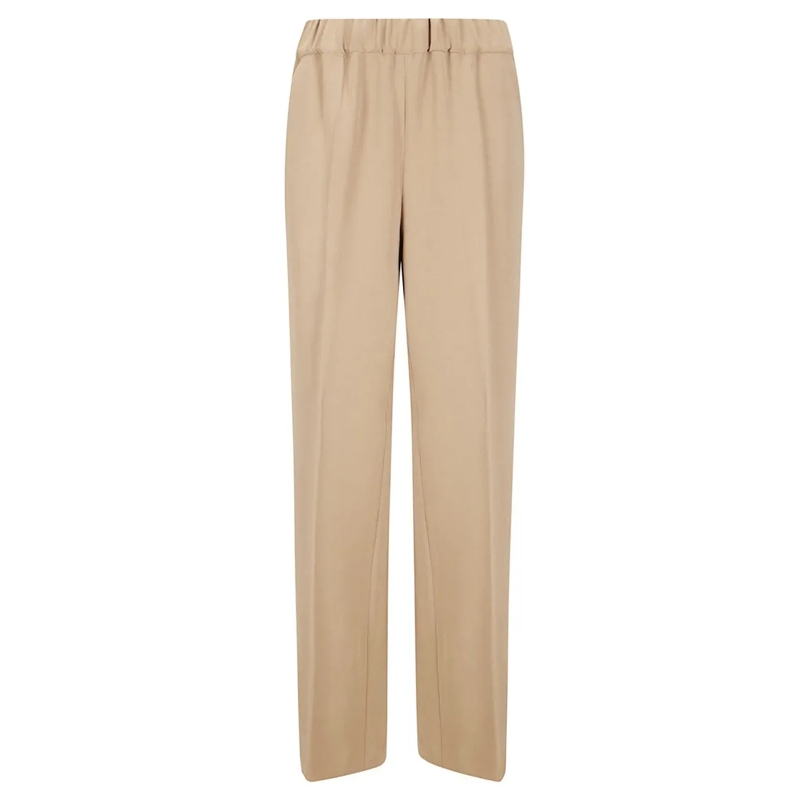 Alberto Biani  Straight Leg Trousers With Slit Hem Brown