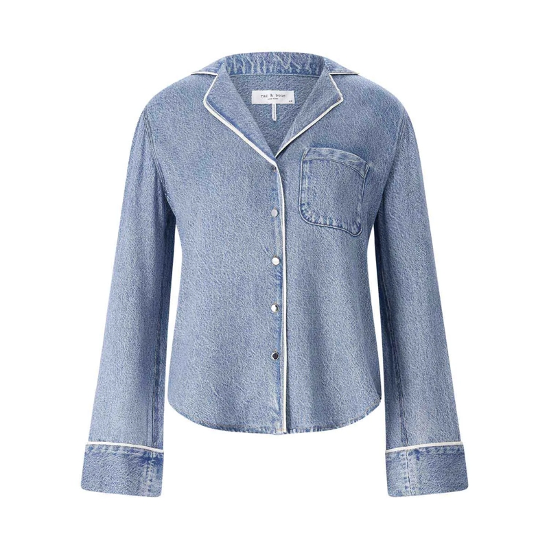 Rag & Bone Chemisier Hemdbluse in Denim-Optik blau