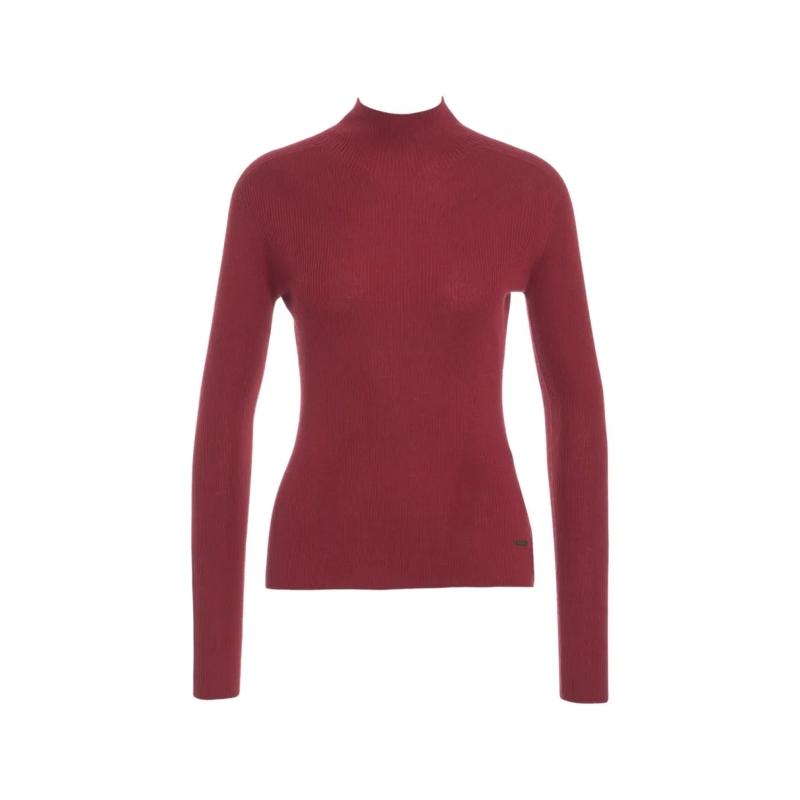 Alpha Tauri Pull à col roulé Ribbed Knit Turtleneck Sweater In Luxurious Wool Burgundy